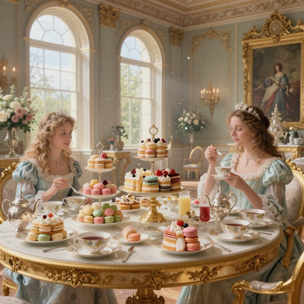 Opulent Ballroom Tea Party in Ethereal Glow