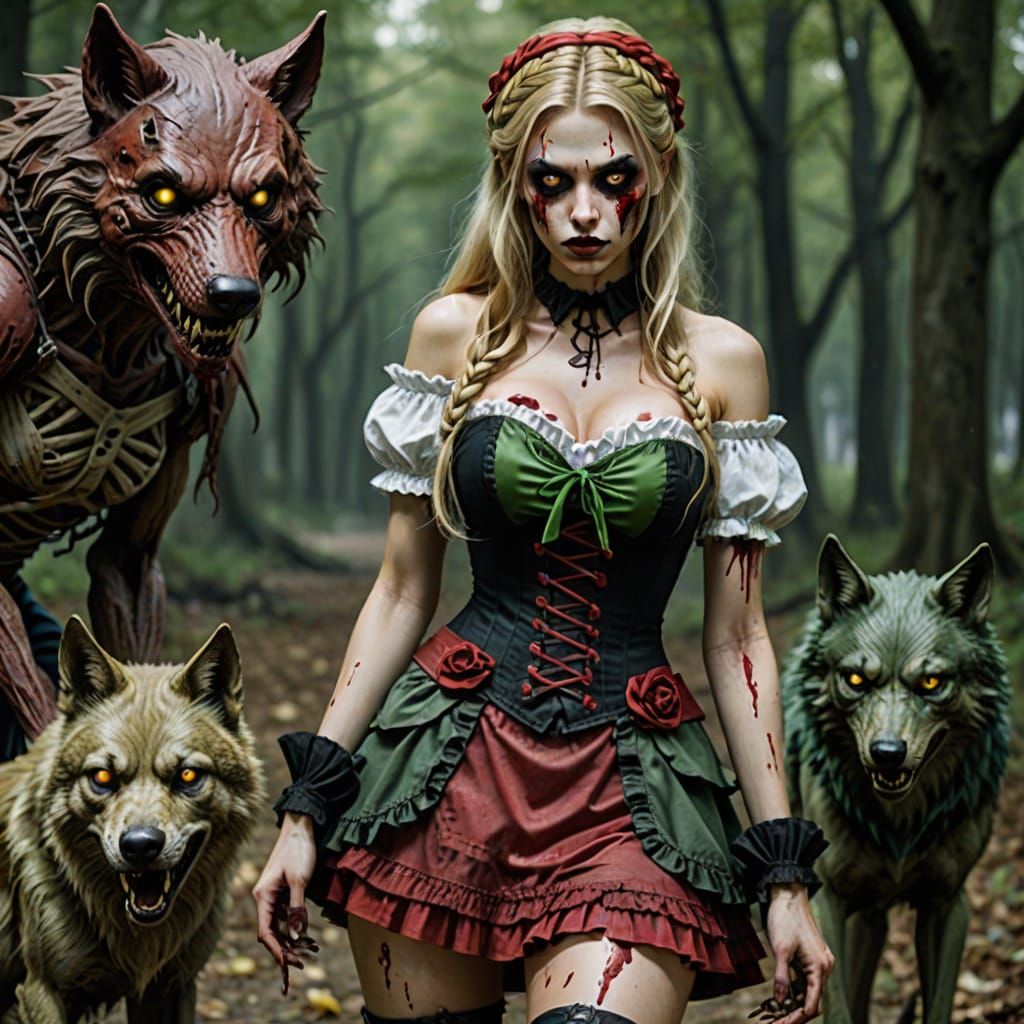 Gothic Fairy Tale Zombie Maiden in Corset and Mini Skirt