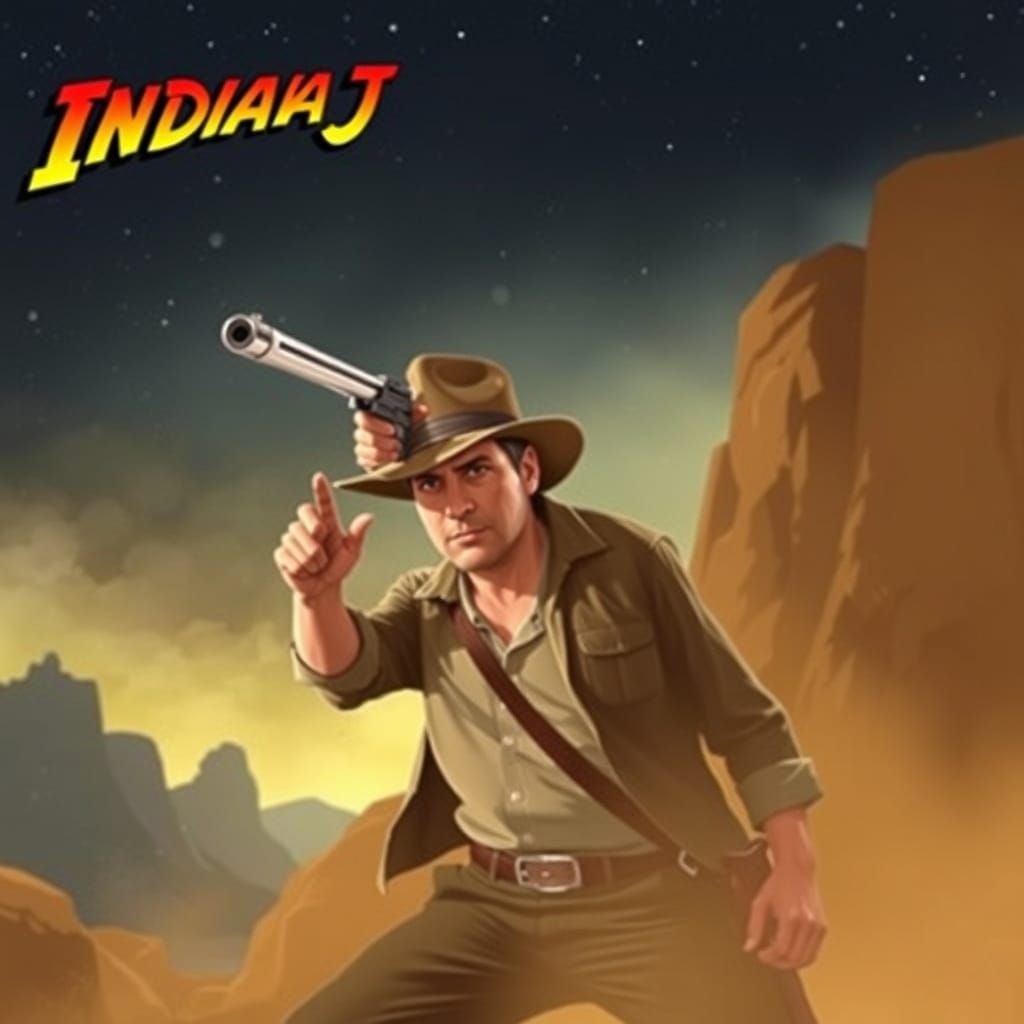 Indiana Jones in Adventurous Jungle Setting