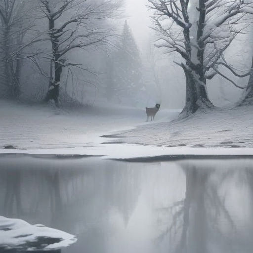 Deer Emerges from Snowy Wonderland