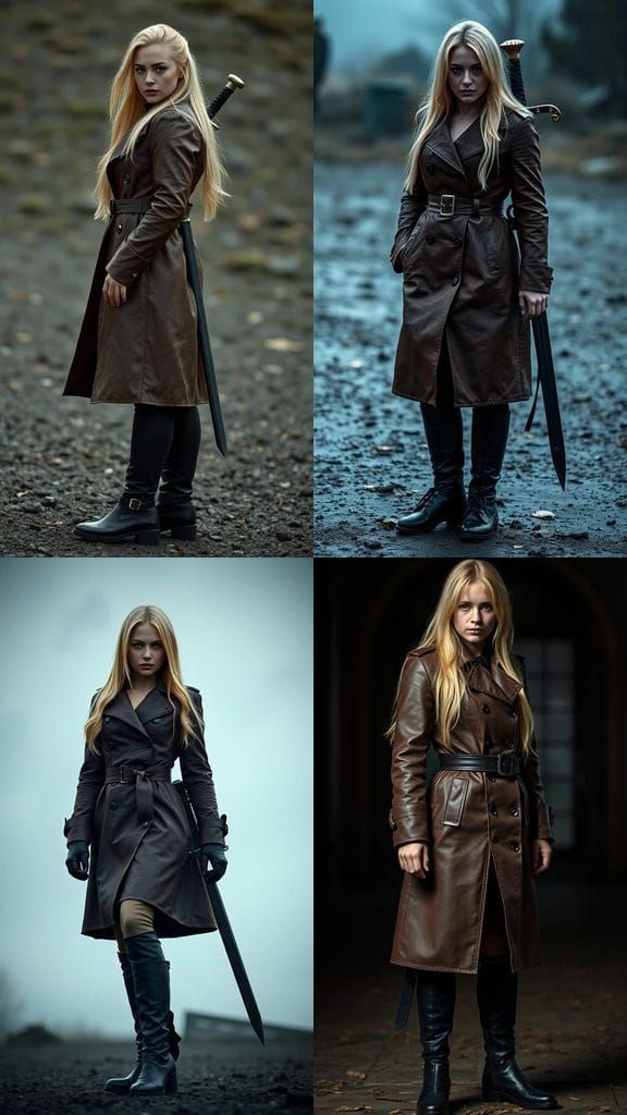 Epic Cinematic Hero in Brown Leather Coat