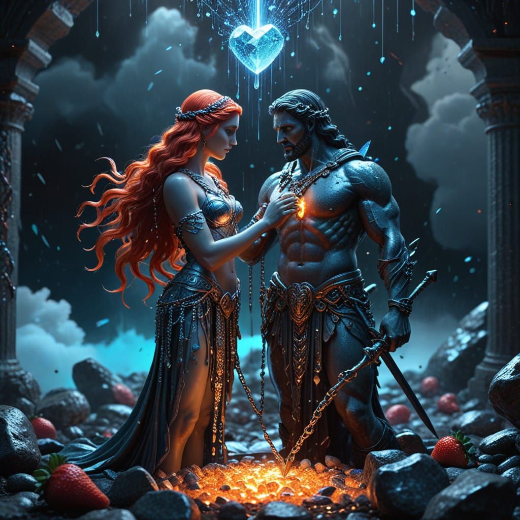 Greek God Couple in Cyberpunk Fantasy