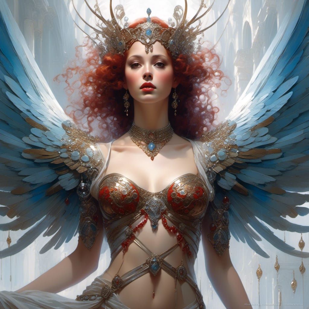 Queen of Blades with Wings and Gems, Photorealistic