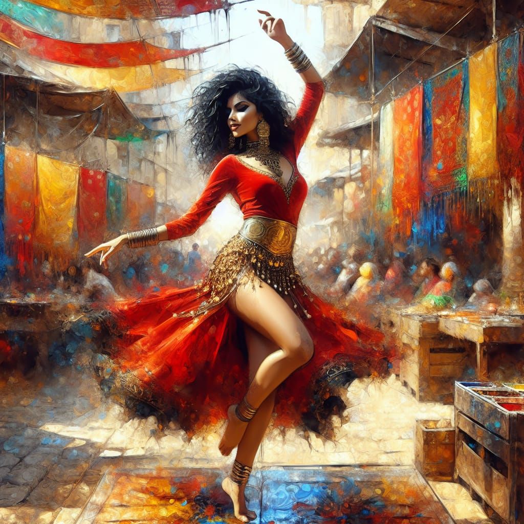 gorgeous gypsy woman dancing