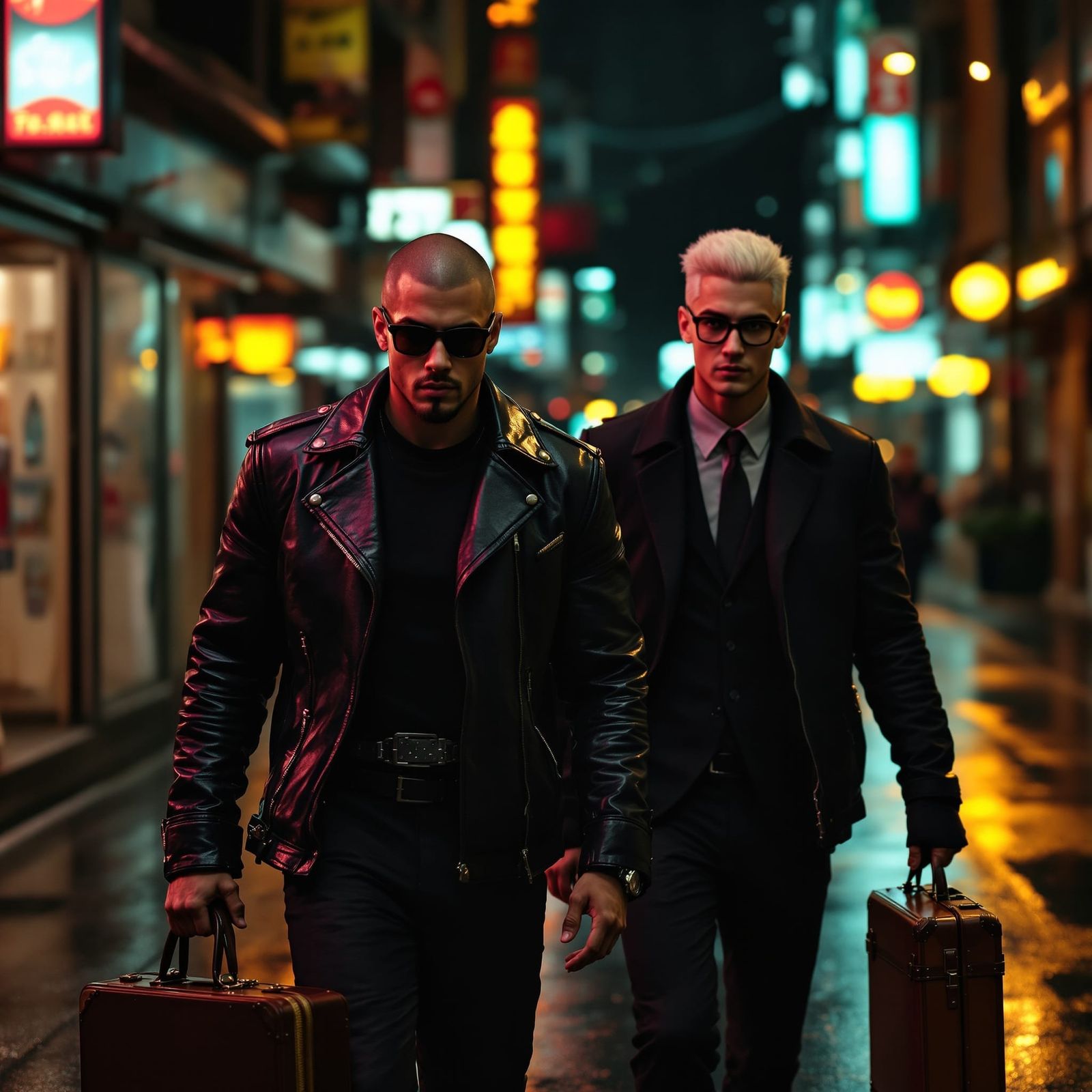 Athletic Man Leads the Way Through Rainy City