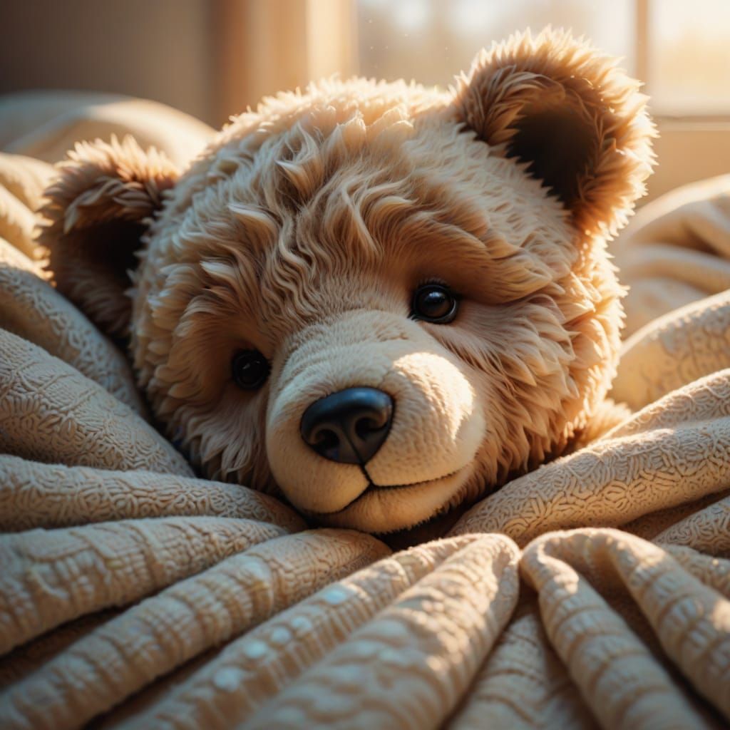 Dreamy Teddy Bear Sleeping in Pastel Colors