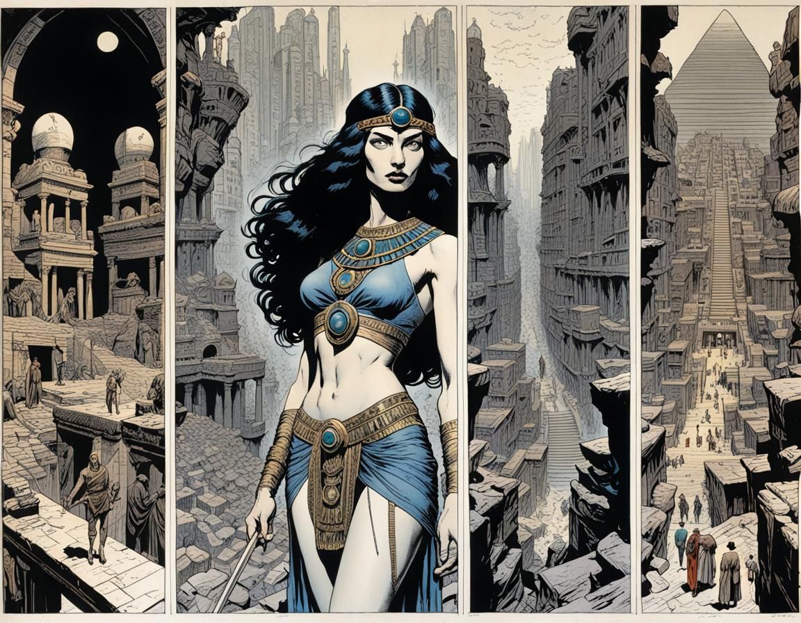 Egyptian Adventure: Comic Book Style Underground City