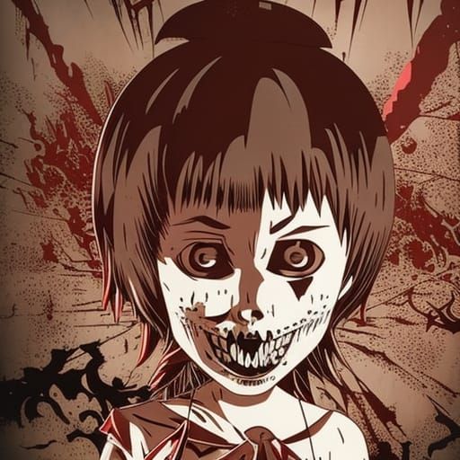 Scary Demonic Girl in Horror Style