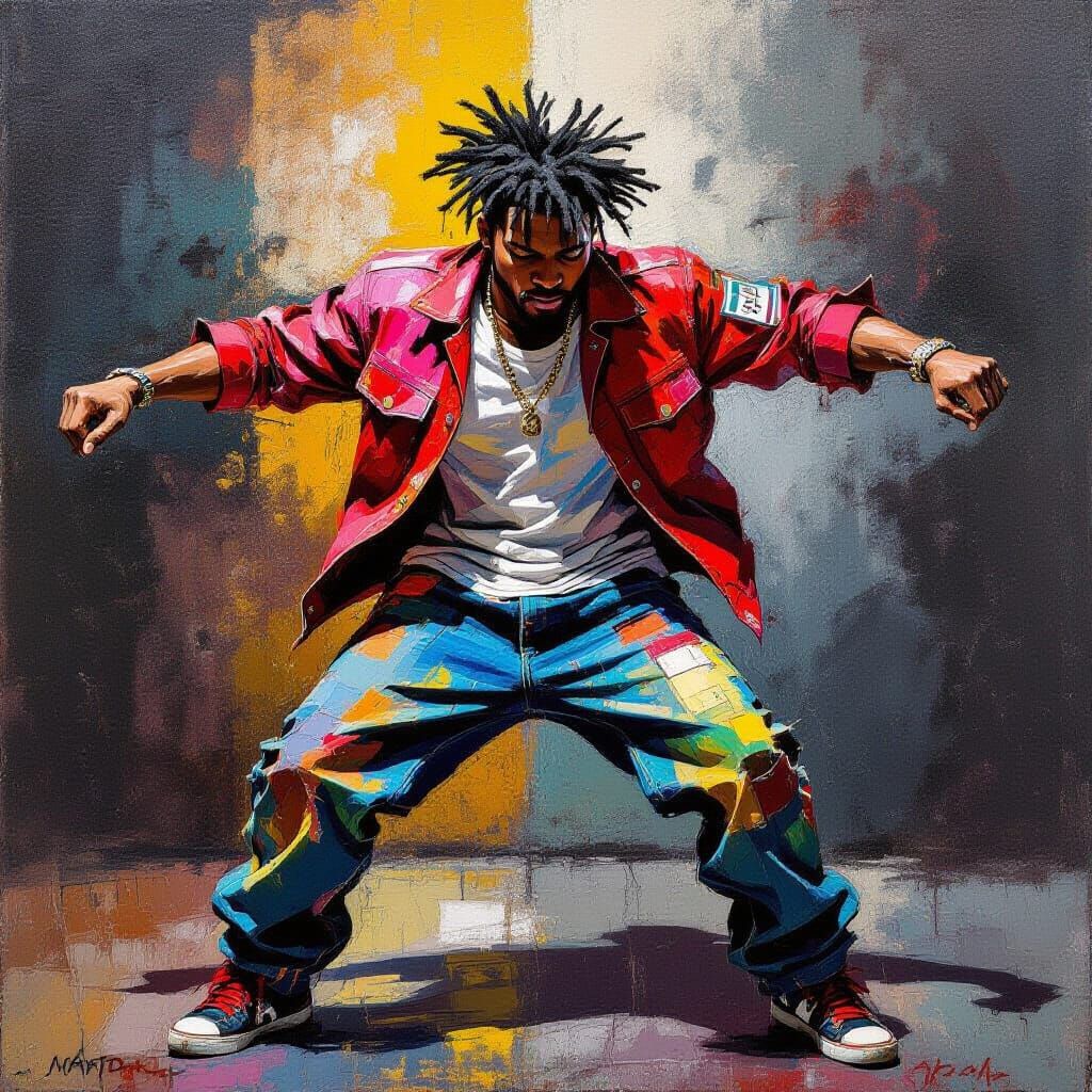 Krump Dancer in Neo-Expressionist Style
