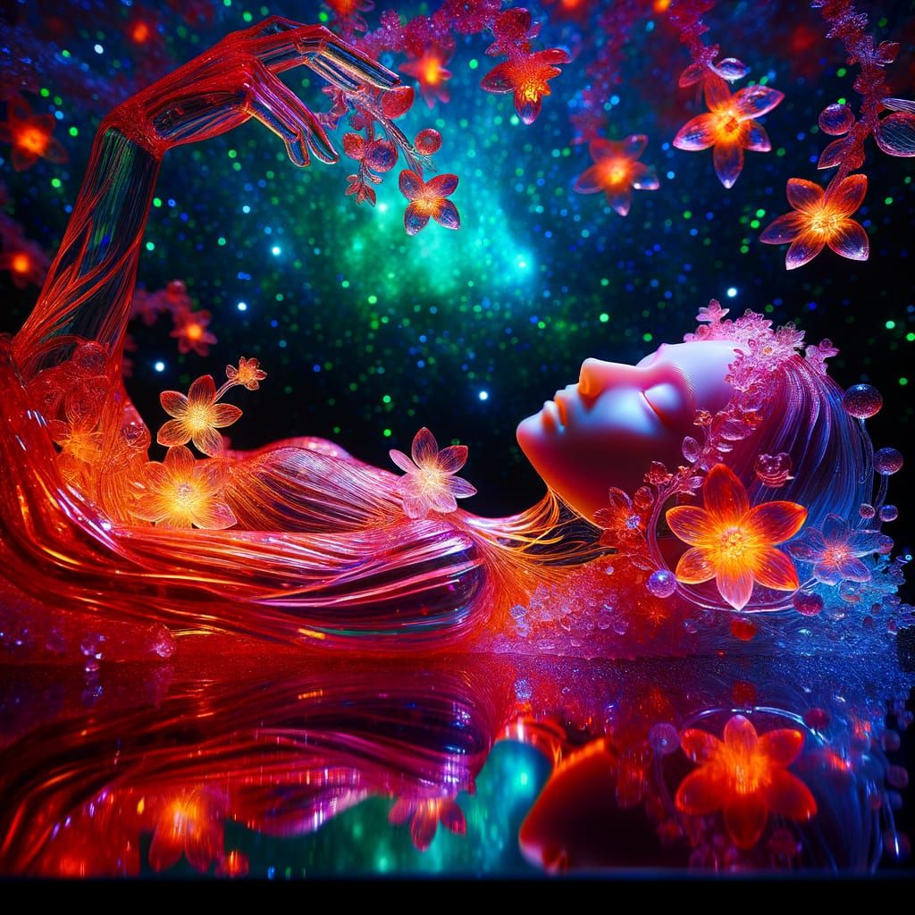 Bioluminescent Sleeping Beauty Crystal Sculpture