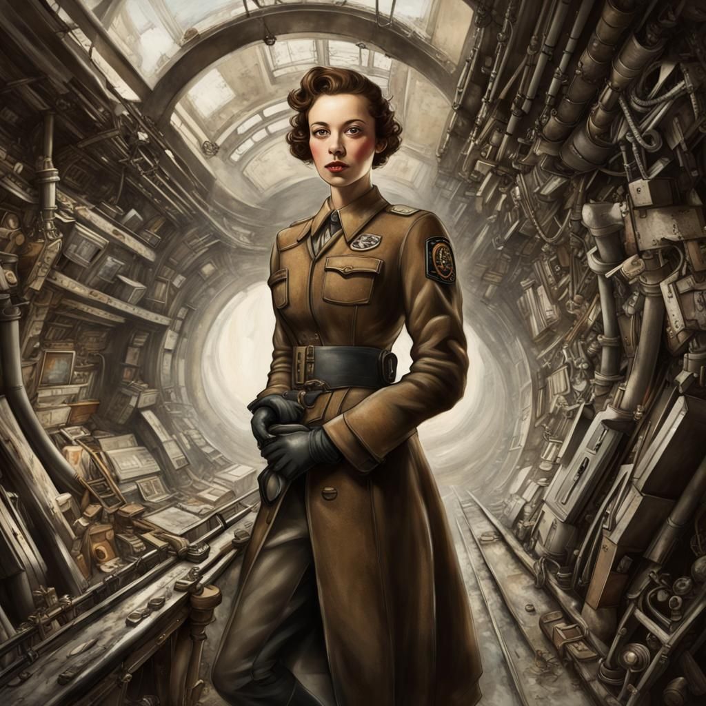 Dieselpunk Woman Portrait in Hyper-Maximalist Style