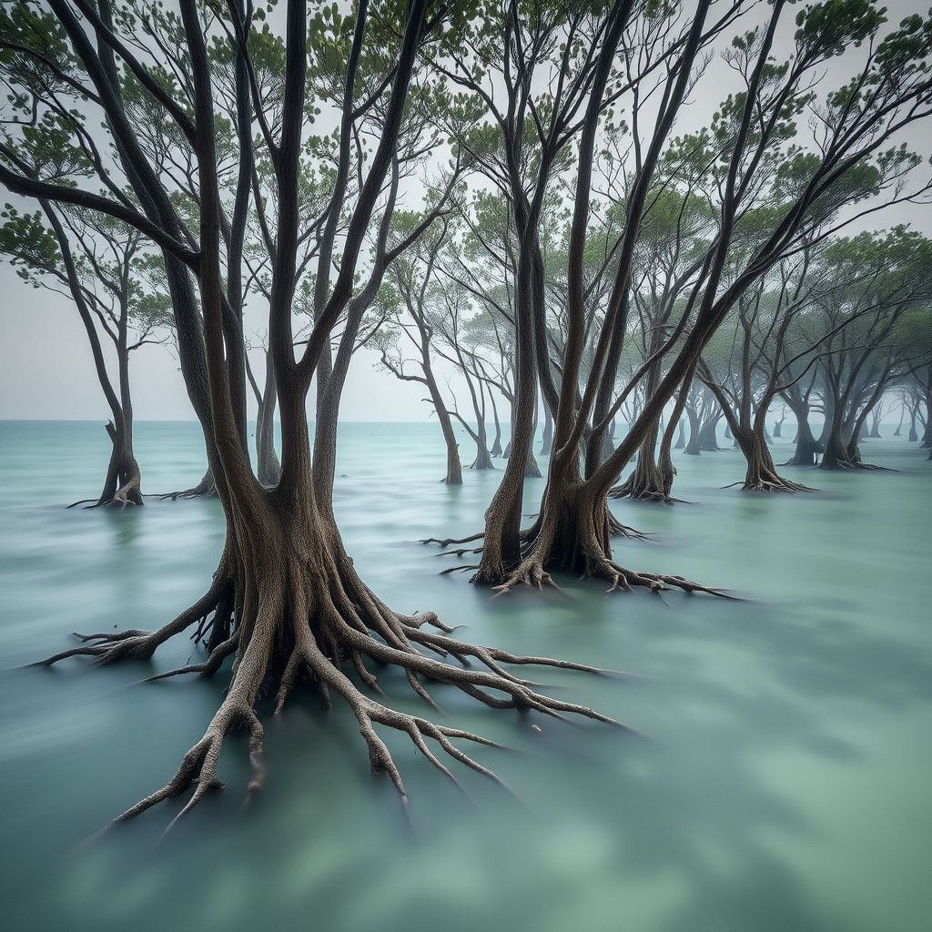 Atmospheric Mangrove Forest at Ocean's Edge
