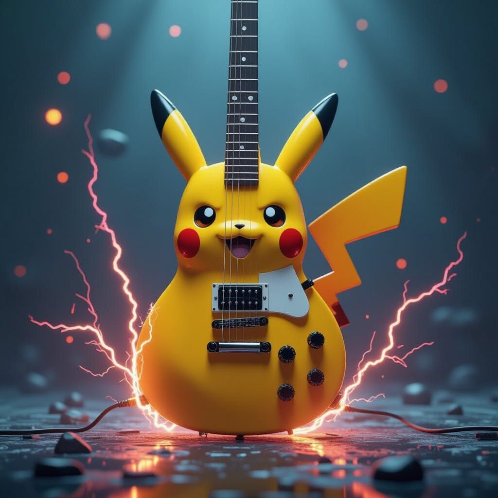 Pikachu Electric Guitar with Electric Energy