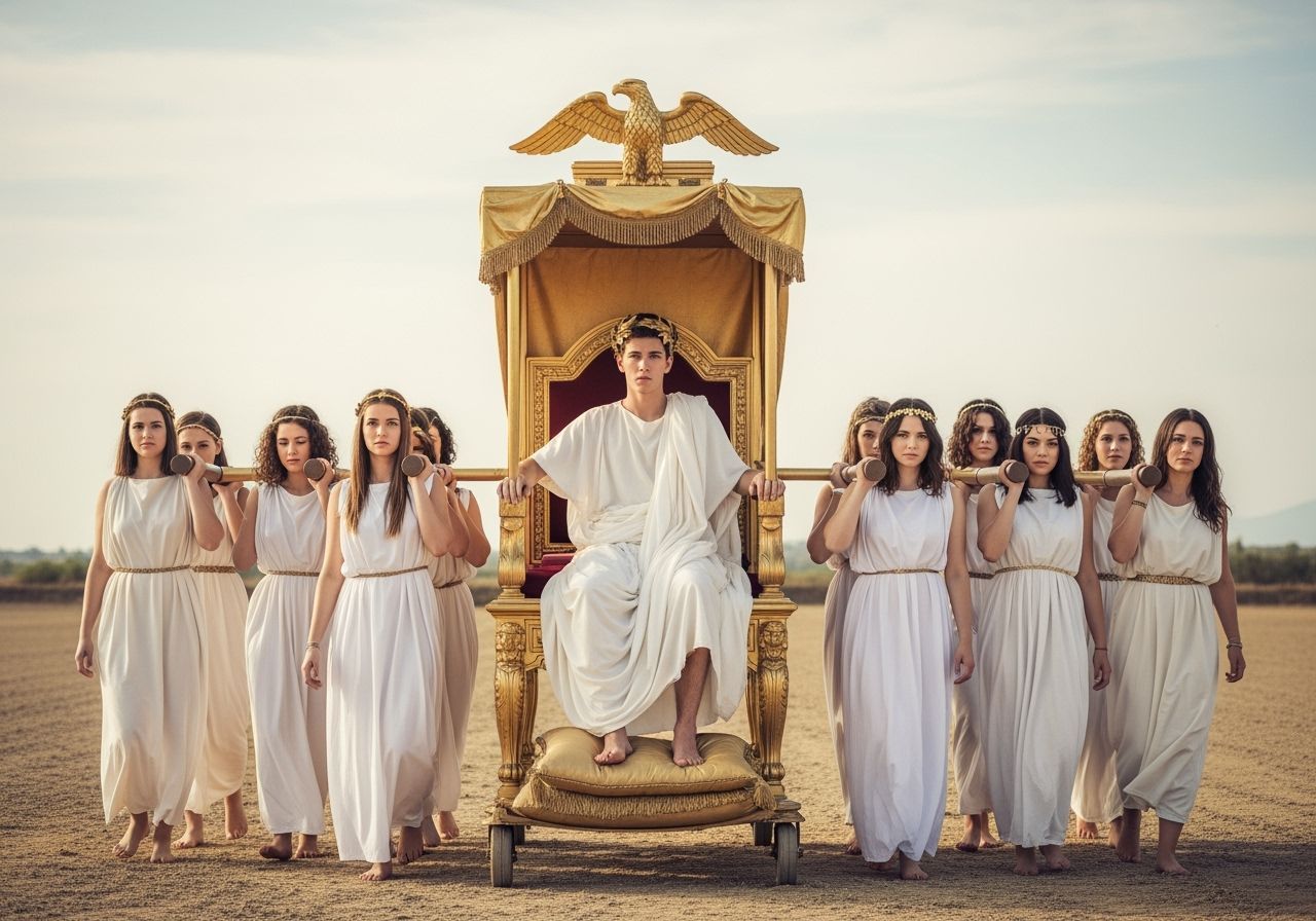 Barefoot Emperor on Golden Litter Throne