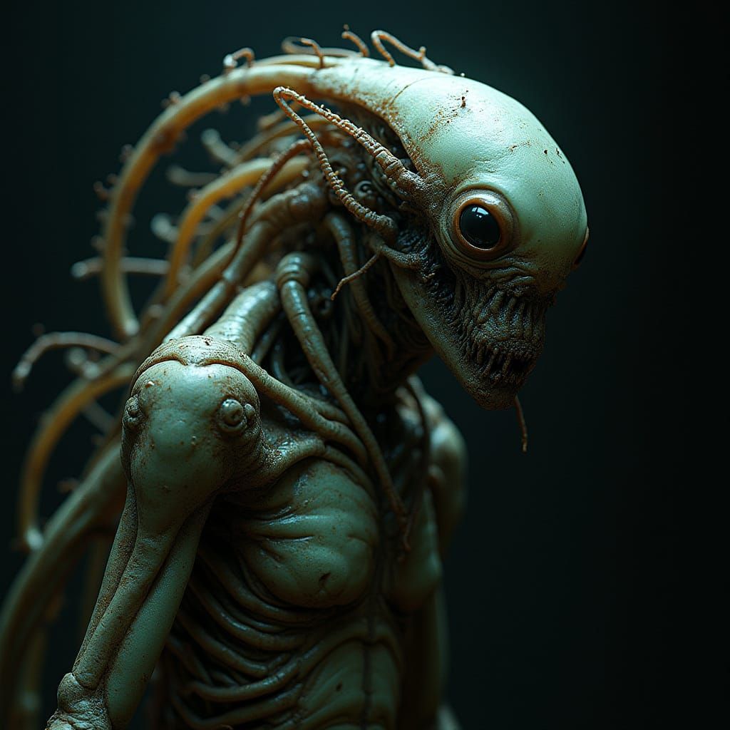 Alien Creature Transforms in Grotesque, Bioluminescent Union