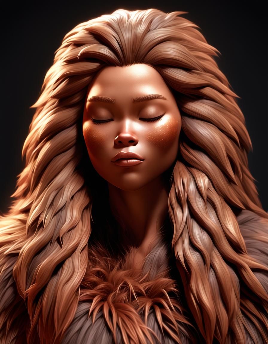 Sensual Anime-Inspired Wookie Portrait in 3D