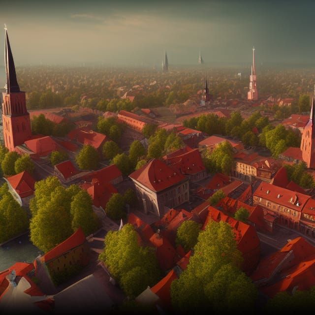 Kaunas Lithuania Fantasy Matte Painting in Unreal Engine