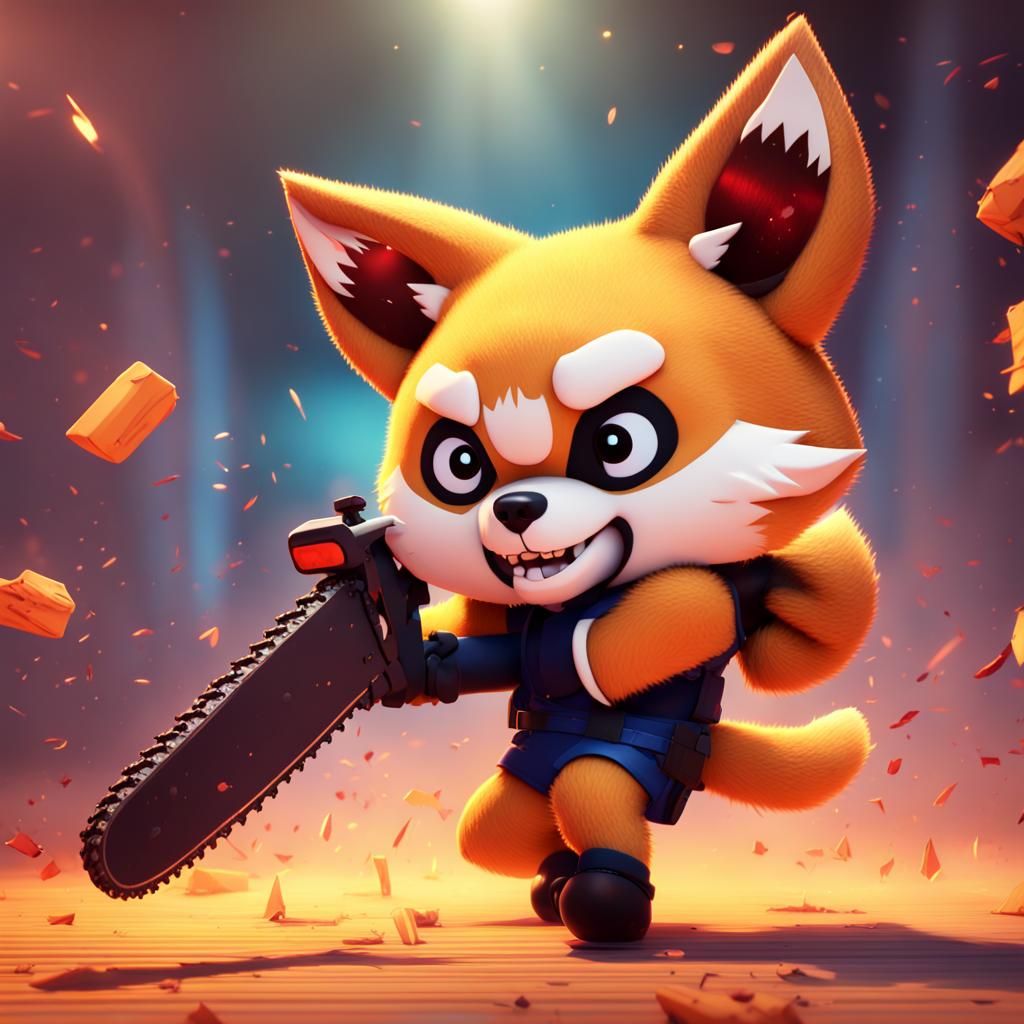 Aggretsuko Raging Out: 3D Digital Art
