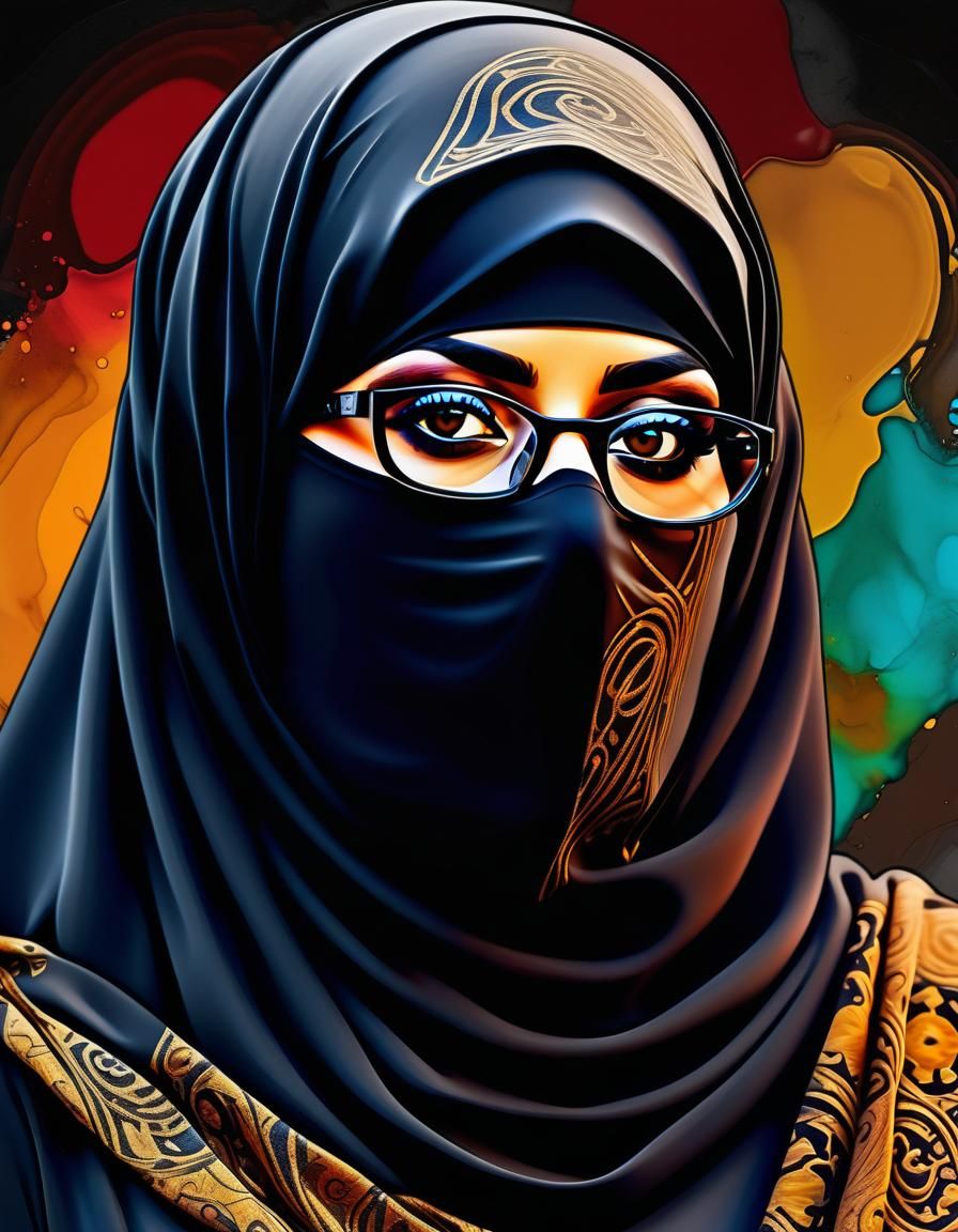 Psychedelic Pop Art Portrait of Niqabi Woman