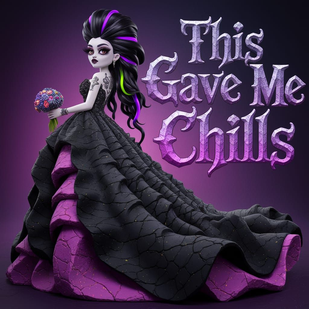 Gothic Text with Goth Bride in Digital Art