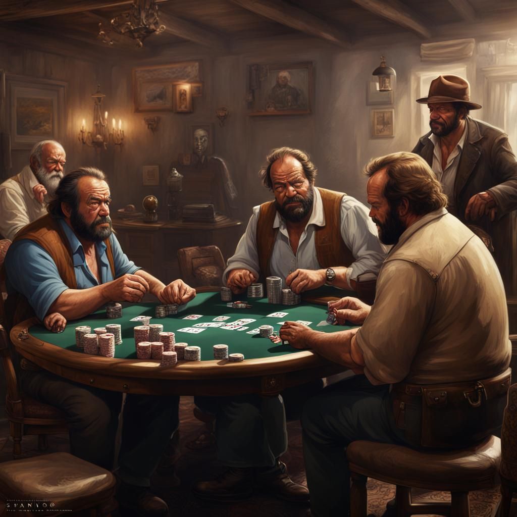 Bud Spencer Plays Poker in Detailed Matte Painting