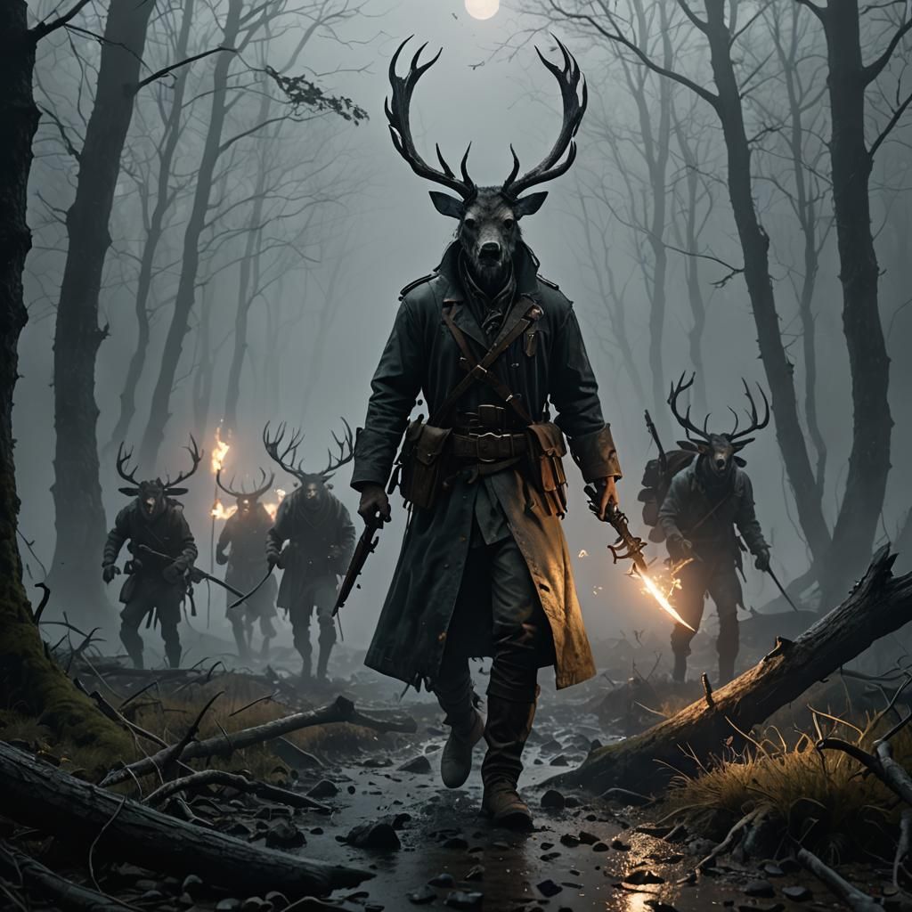 Dark Beings Hunt After the Mist: Fantasy Artwork