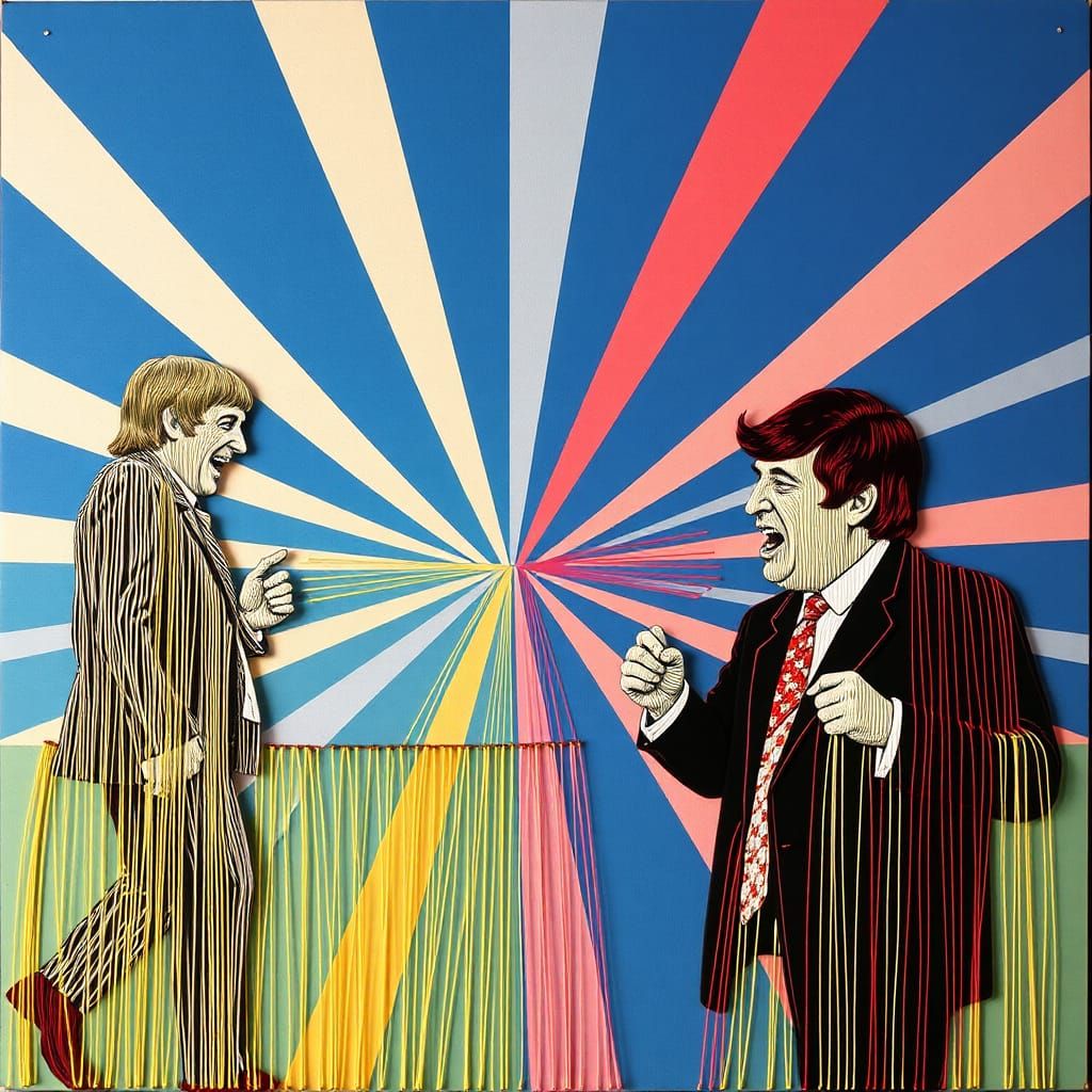 Pop Art String Art Collage: Monty Python Meets Benny Hill