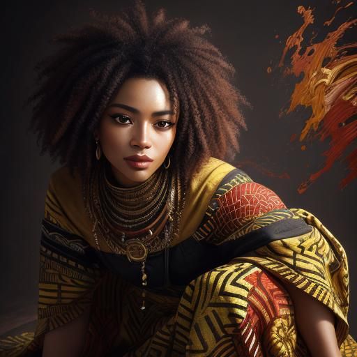 Abstract Expressionist Portrait of a Kneeling Dancer