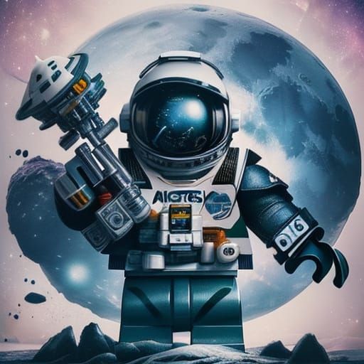 Lego Astronauts Explore Vibrant Cosmic Space