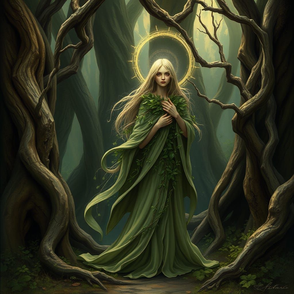 Whimsical Forest Spirit in Ethereal Light