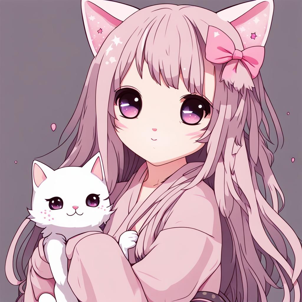 Adorable Kawaii Neko Girl Illustration