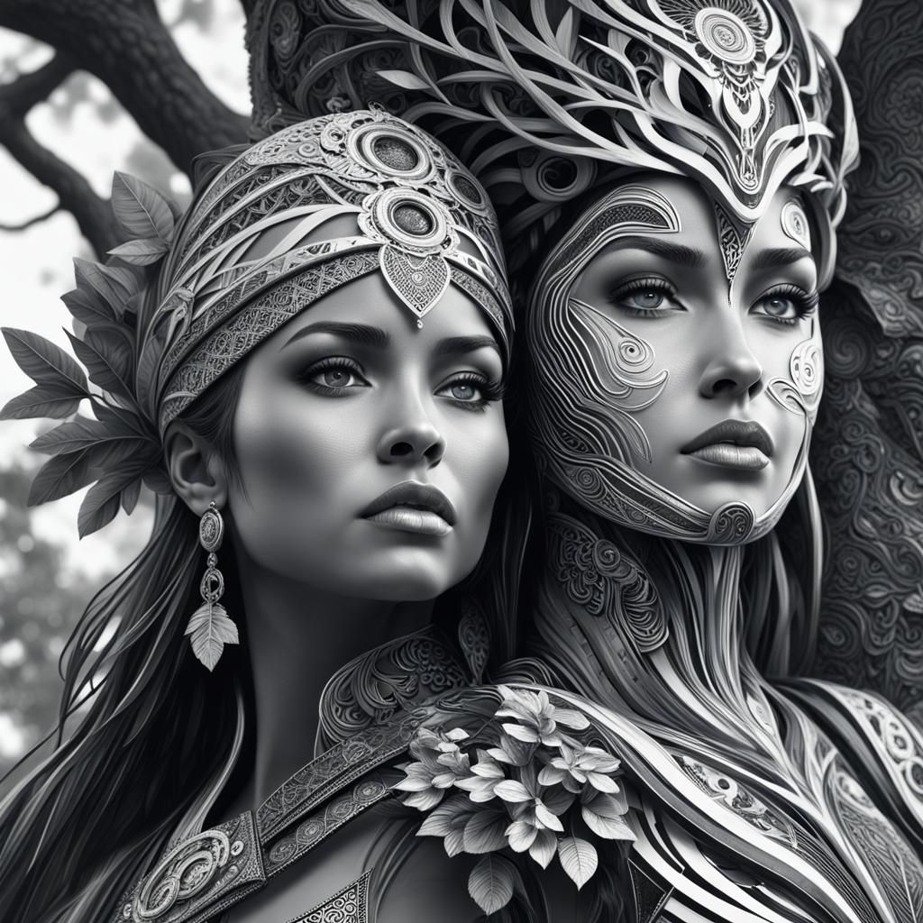 Energy Columns: Nature Meets Technology in Art Nouveau