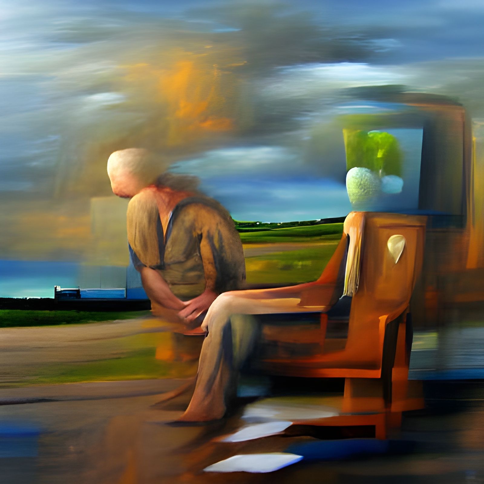 Contemplative Oil Painting: The Essence of Time
