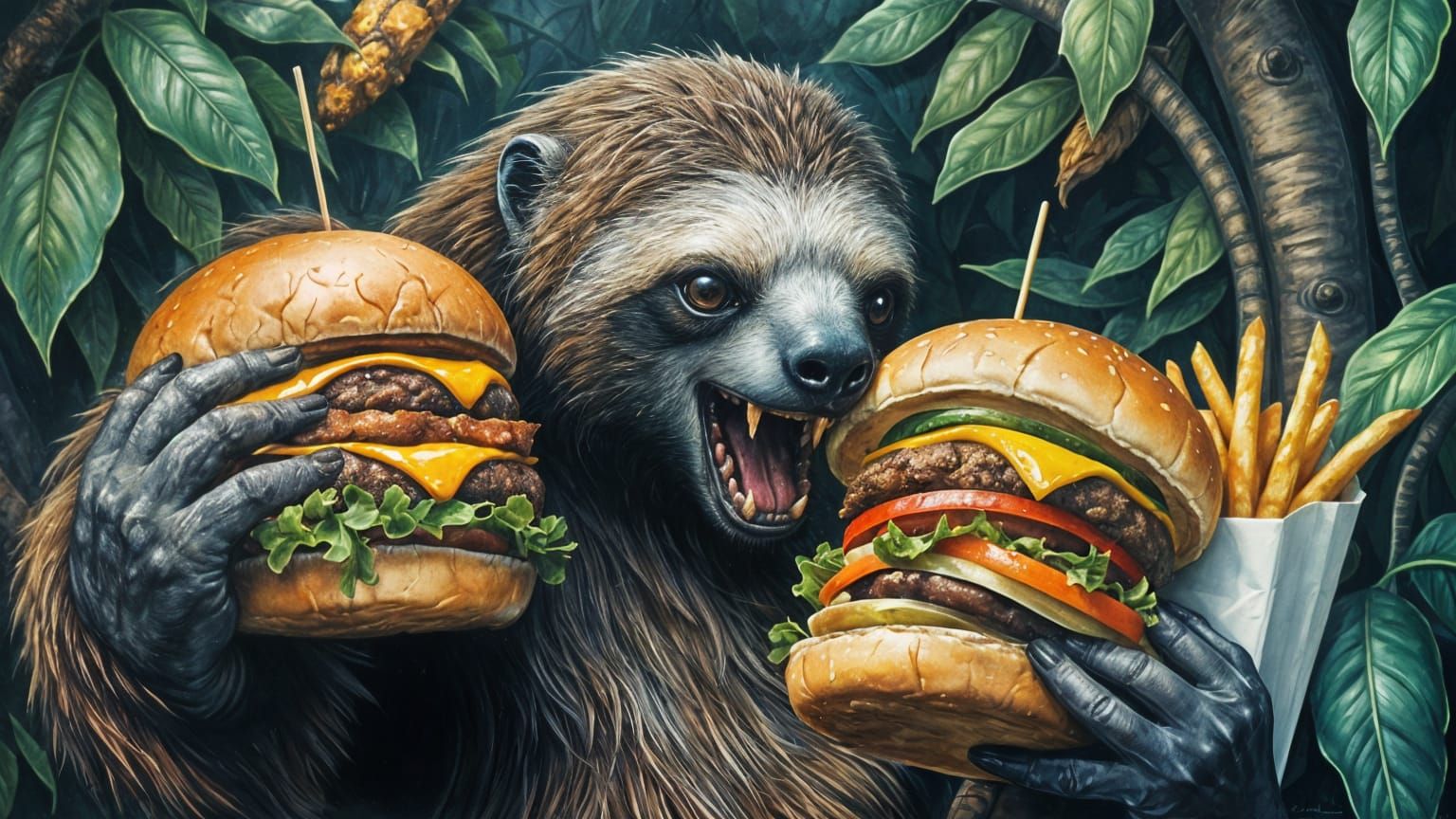 Grimdark Jungle Gluttony in Thick Impasto