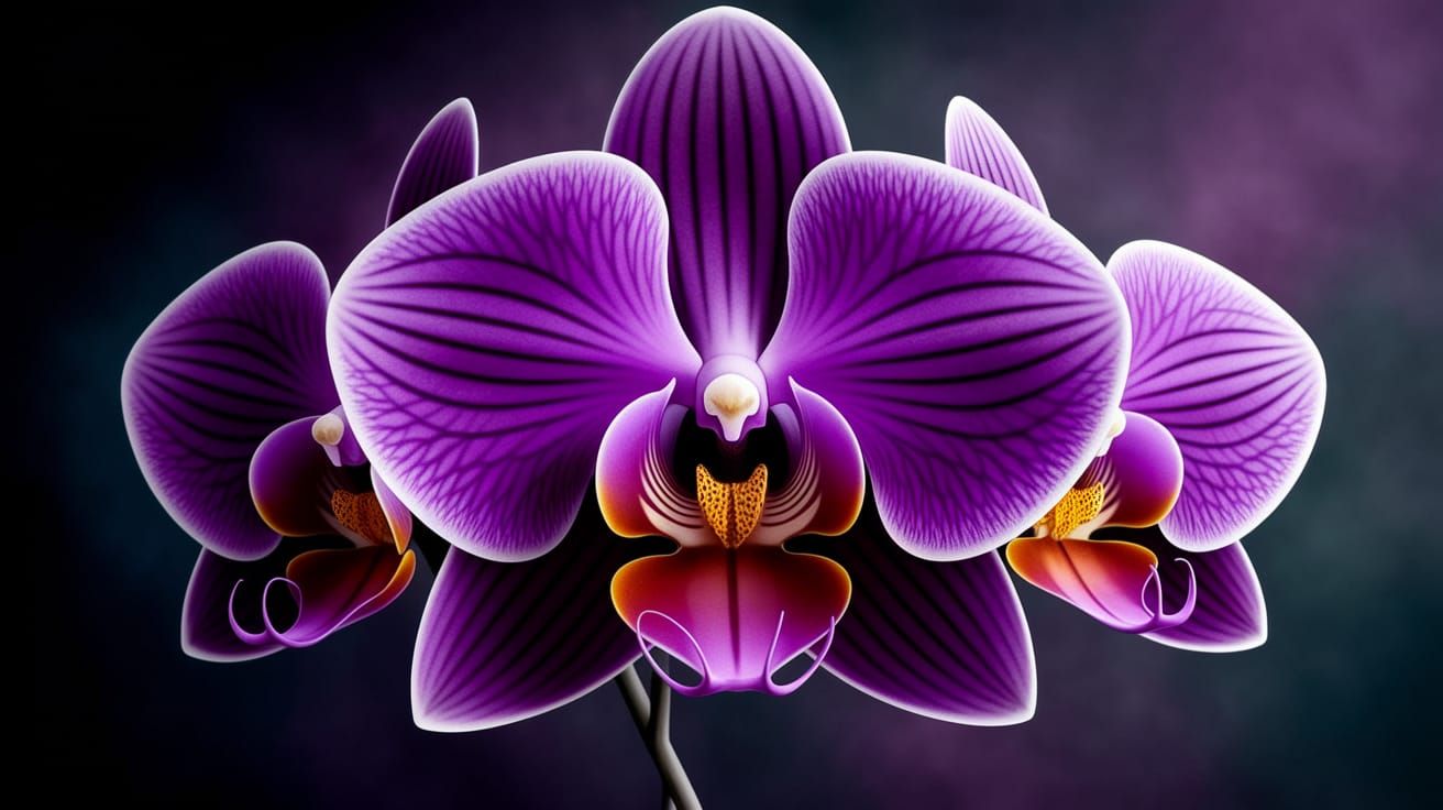 Exquisite Purple Orchids in Dark Bloom