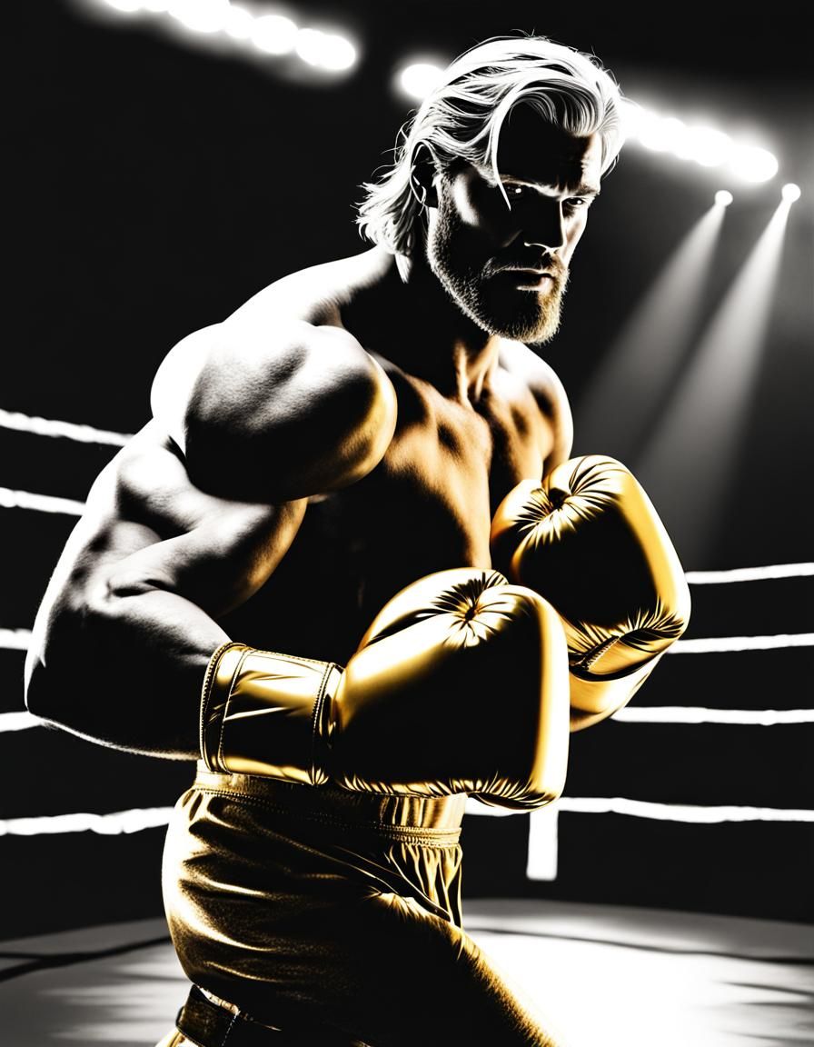 Thor Boxing in Golden Gloves Silhouette