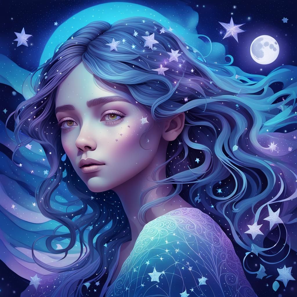 Moonlight Gardener in Abstract Digital Art