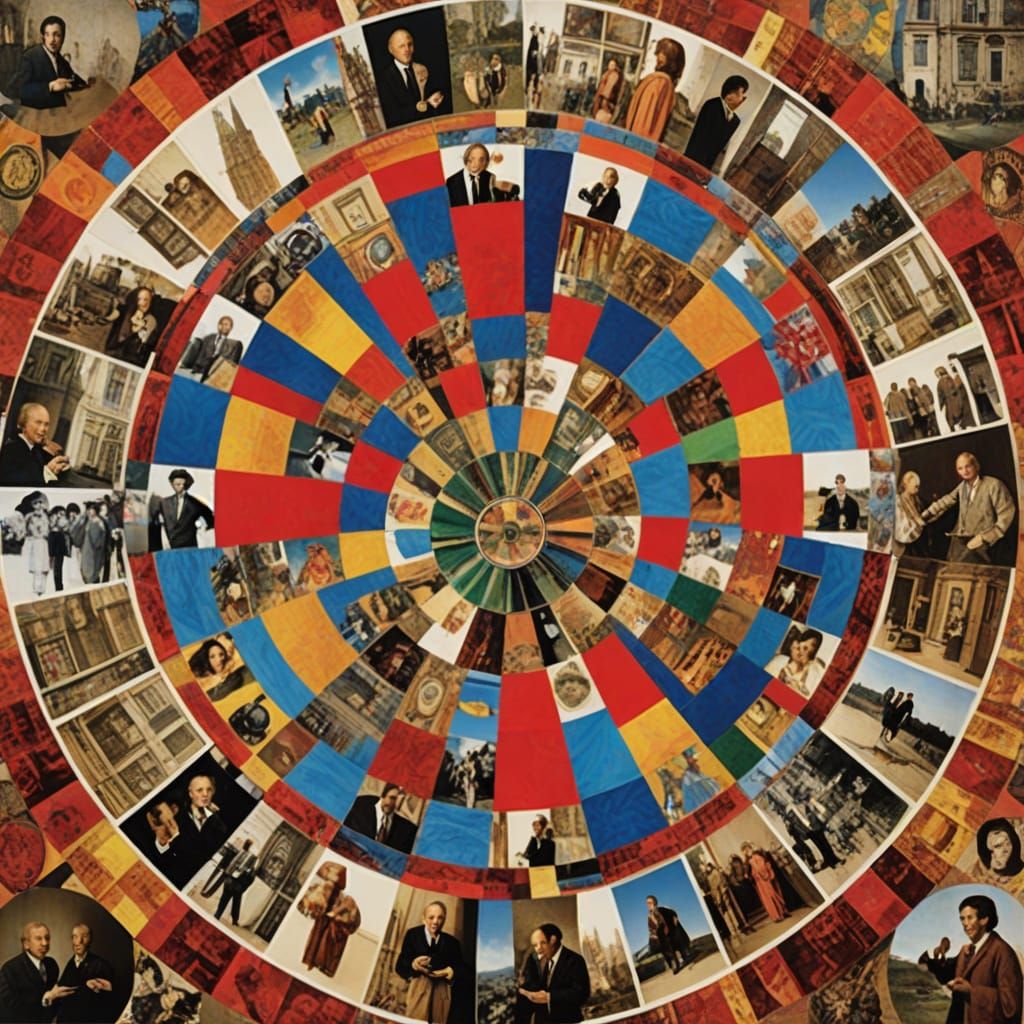 Kaleidoscope Art Blending Rauschenberg and van Eyck Styles