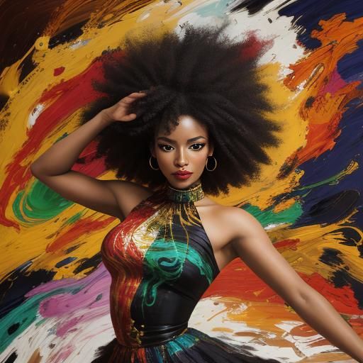 Expressive Abstract Painting of Woman in Dance Pose