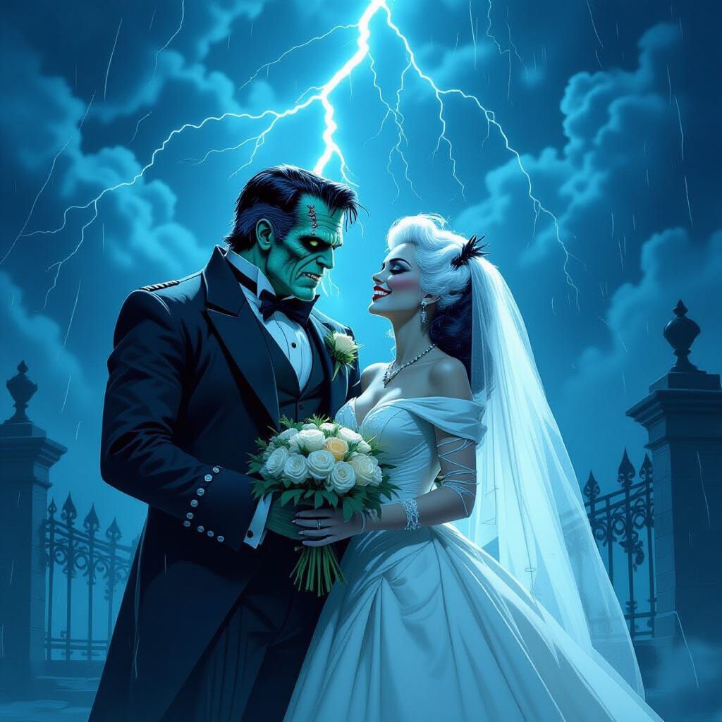 Frankenstein's Monster and Bride Joyfully Wed