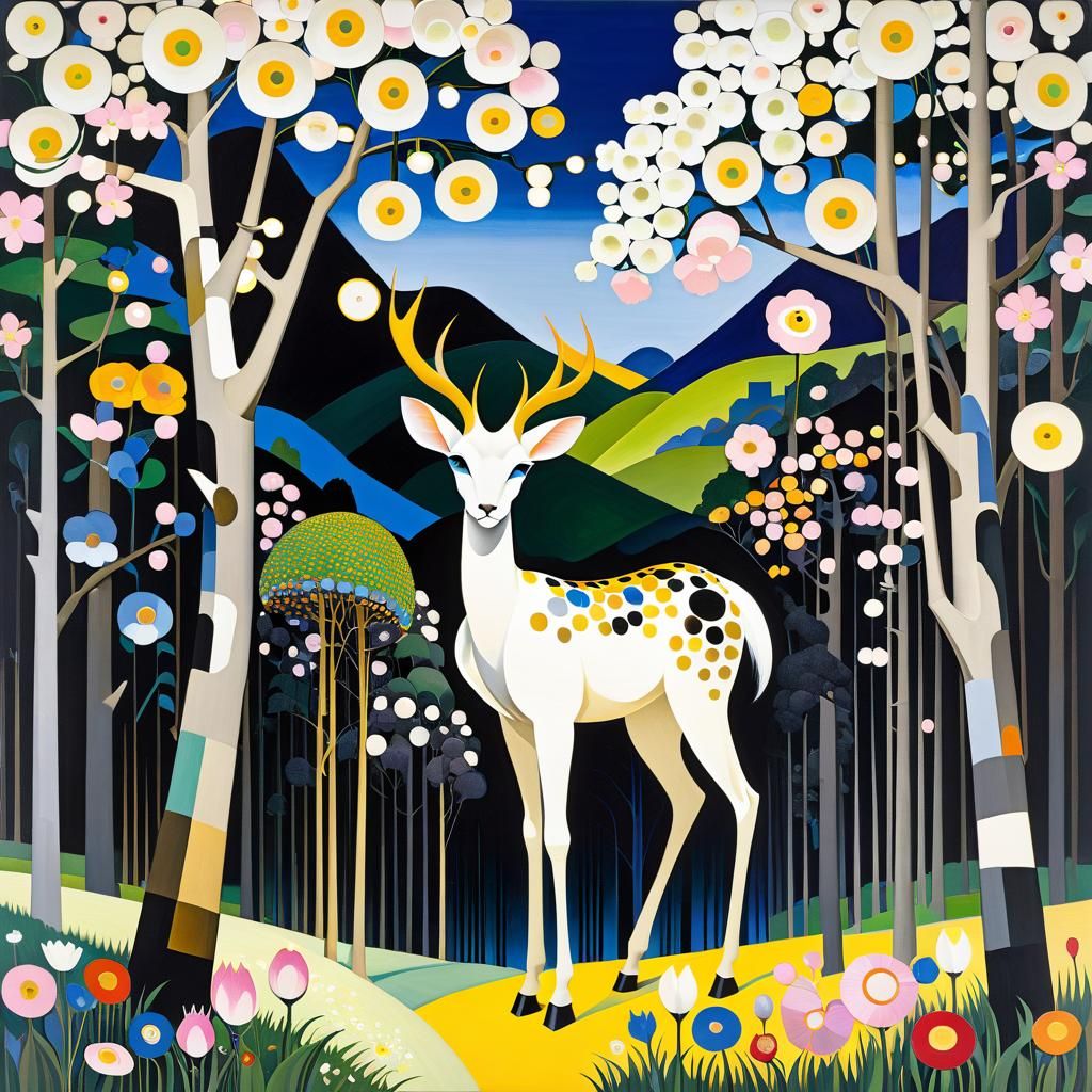 Blossoming Alien Forest Inspired by Klimt and Marc