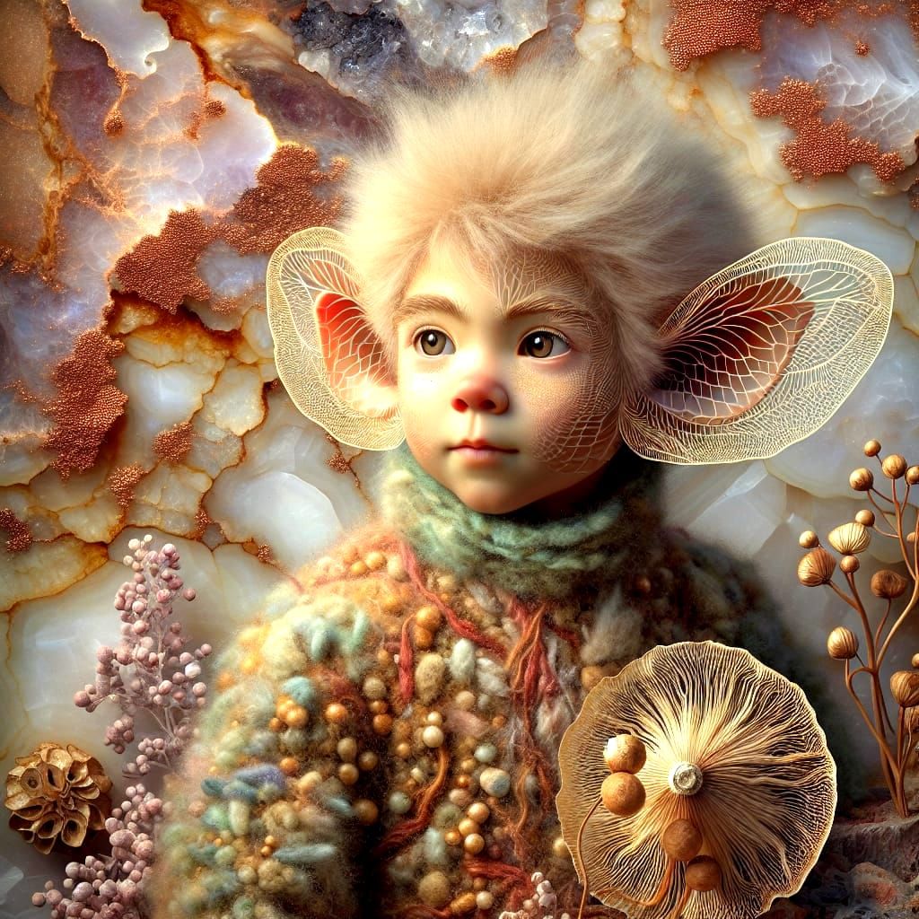 Ethereal Elven Child with Wiccan Doll, Photorealistic Art