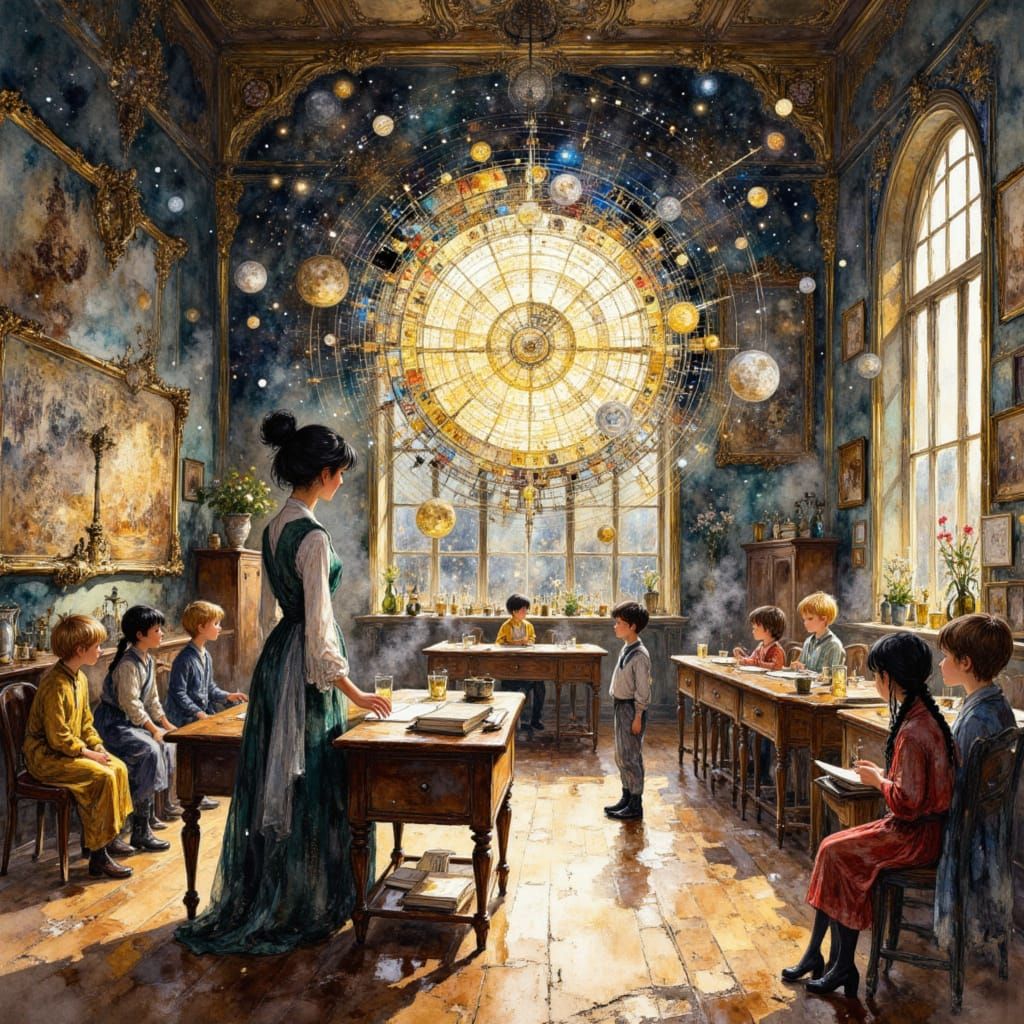 Astronomy Lesson: Watercolor Double Exposure of Teacher and ...