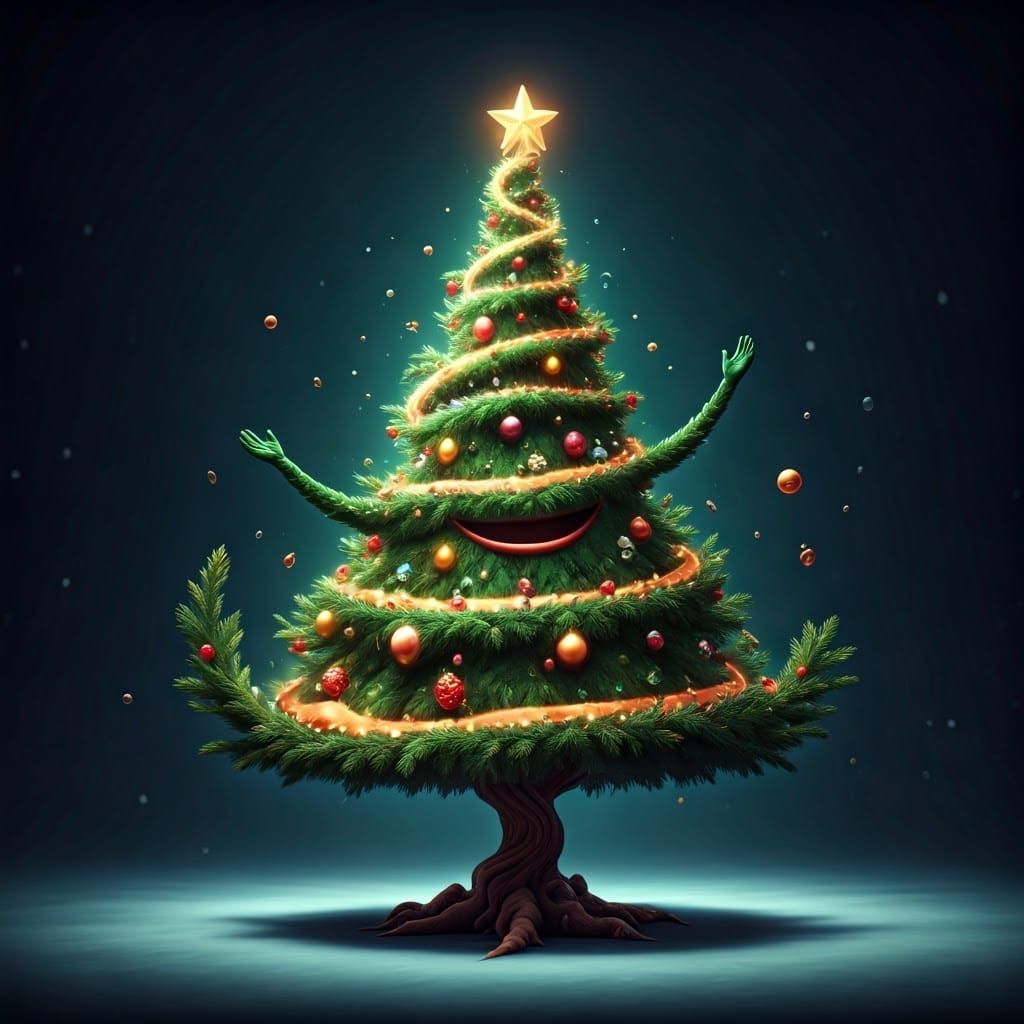 Surreal Christmas Tree Vibrates with Joy and Wonder