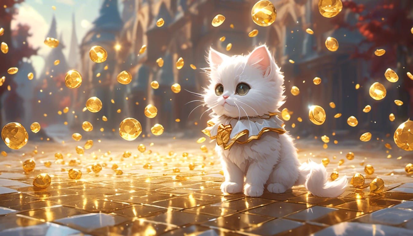 <lora:EthierUnreal V1:1.0> little chubby kittens walking on gold brick road with sparkling halos