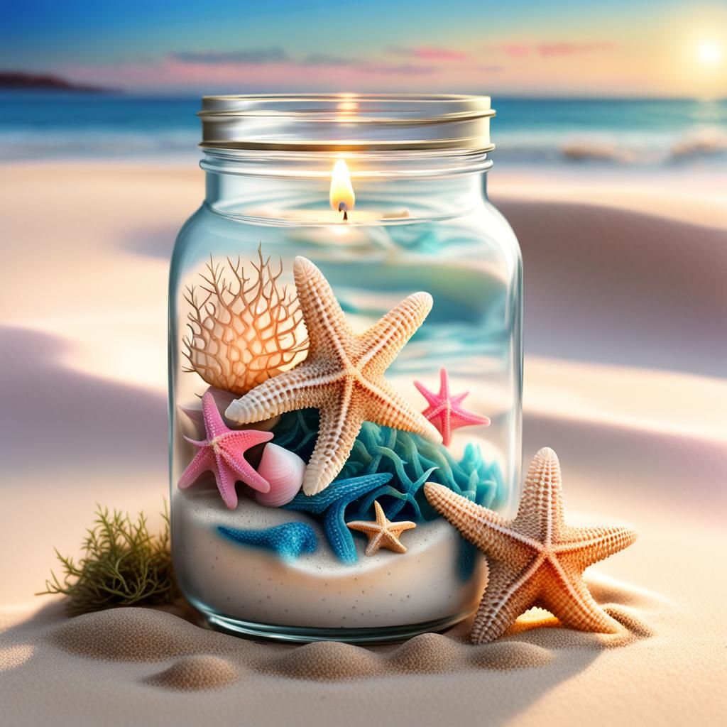 Seashell Candle Still Life in Fantasy Style