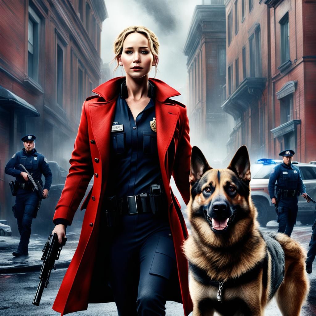 Police Officer with Alsatian Apprehending Criminal