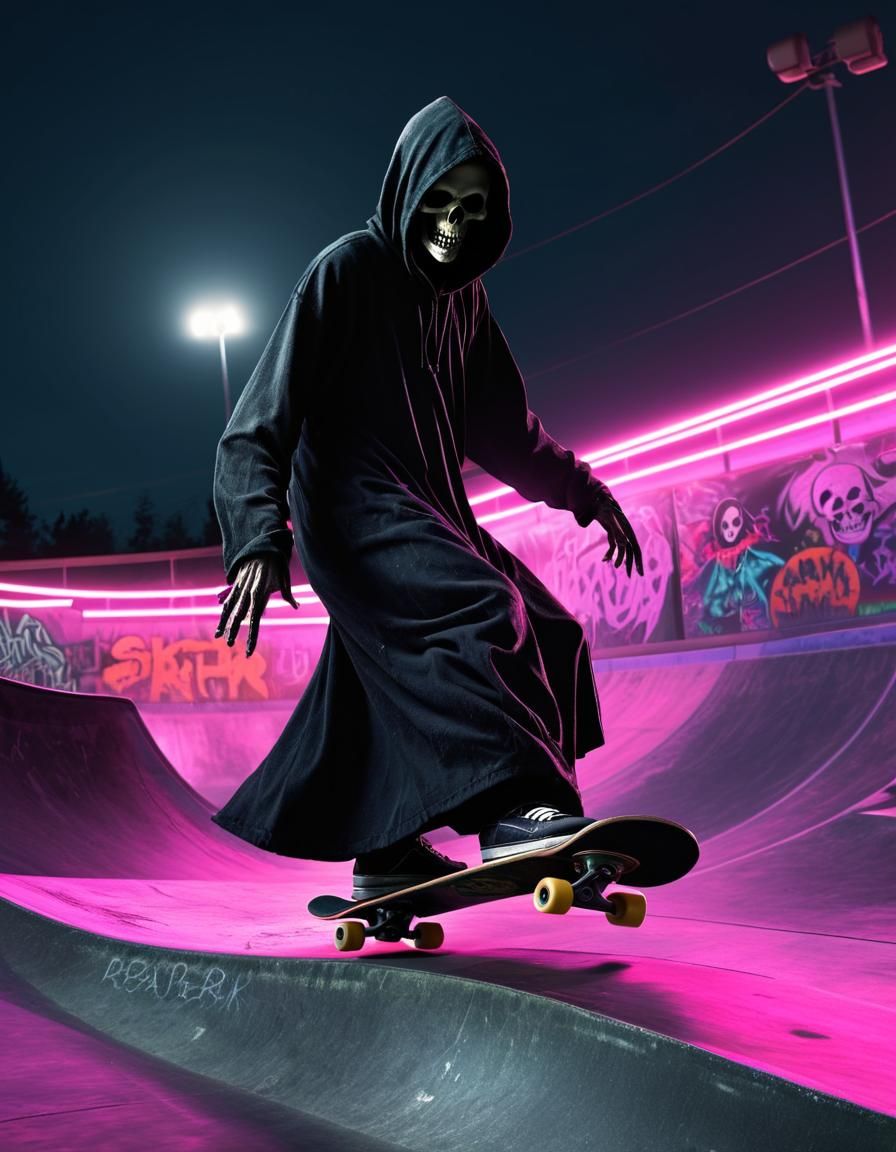 Grim Reaper Kickflip in Urban Skate Park