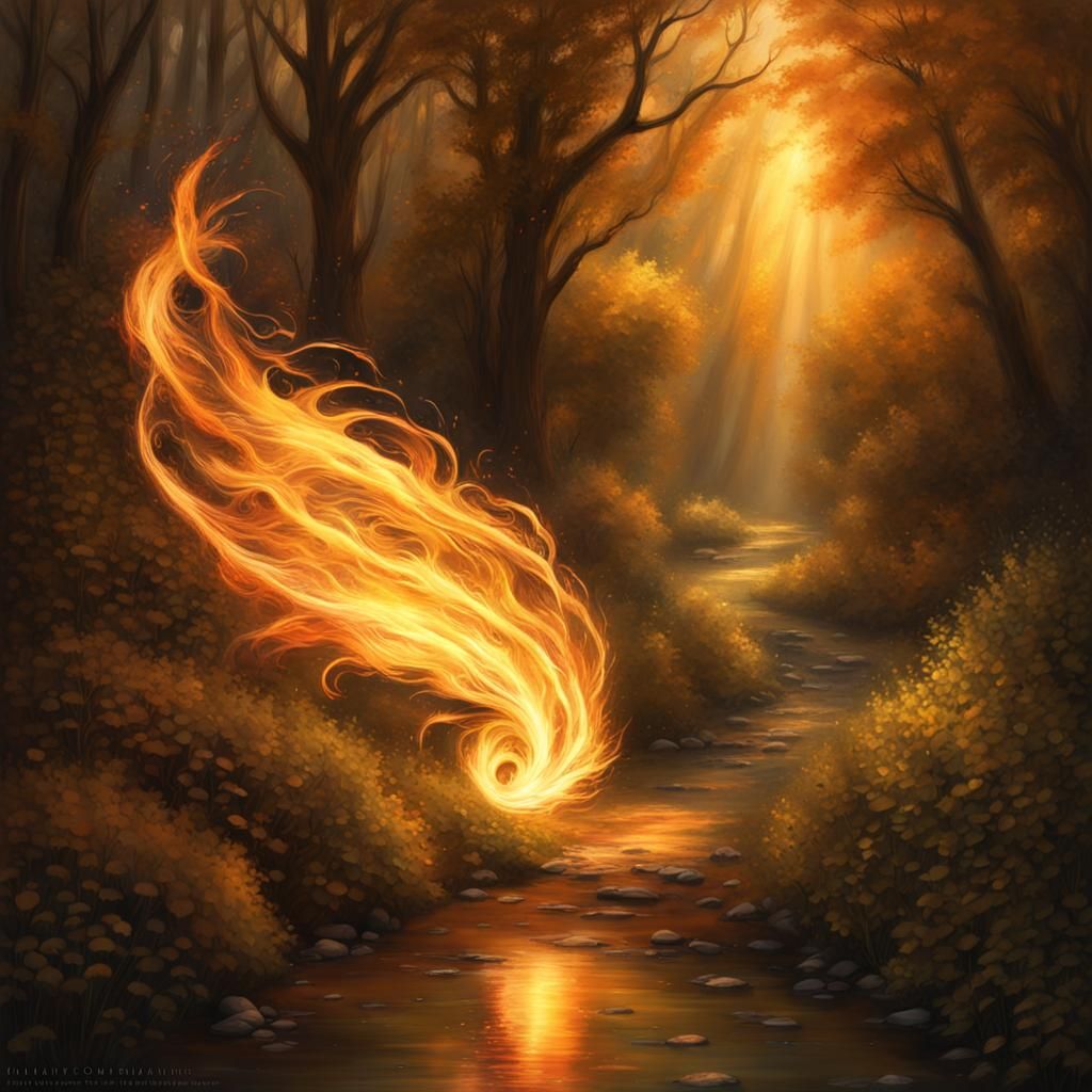 Radiant Flame Dances in a Fantastical Digital Painting