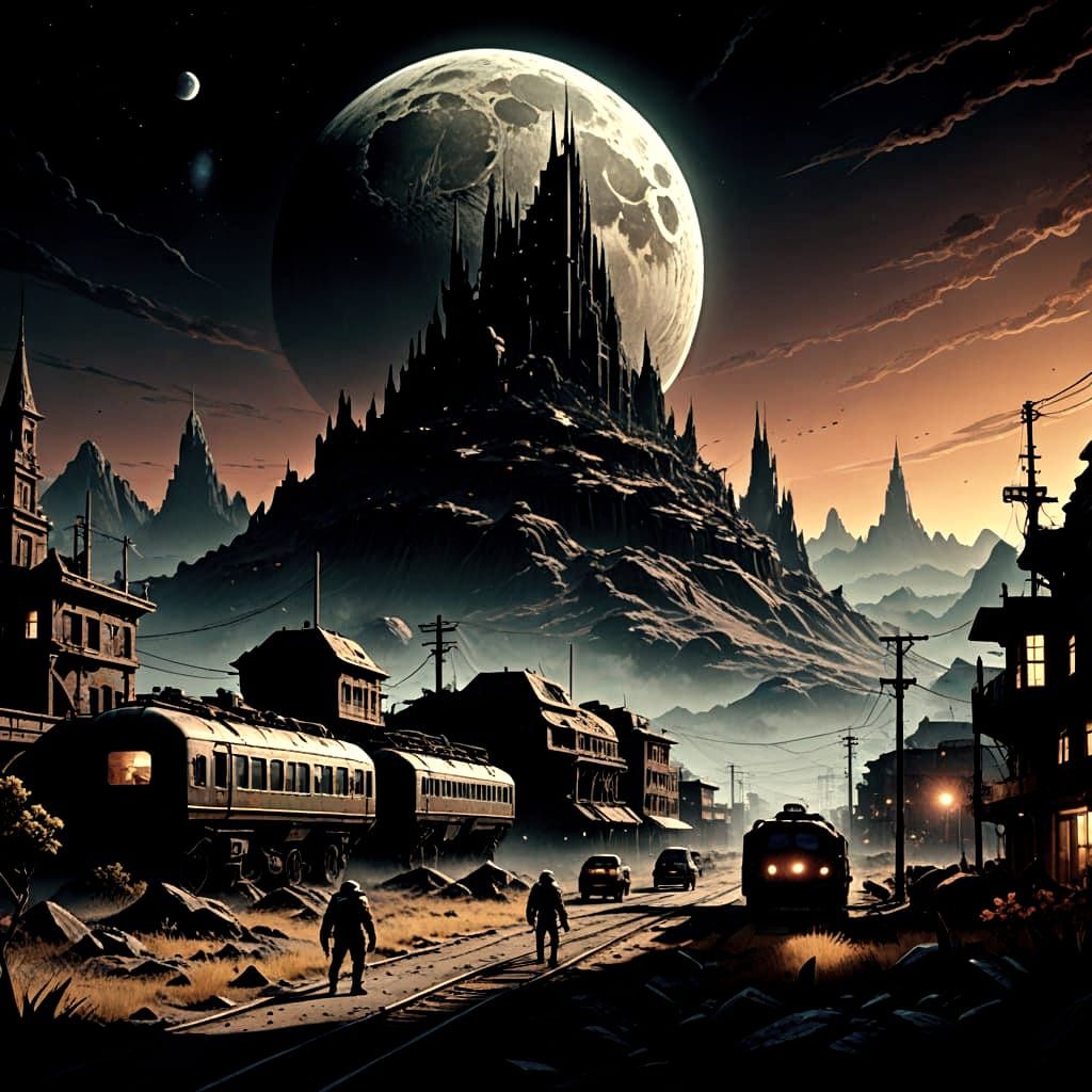 Epic Alien Cityscape with Holographic Heroes